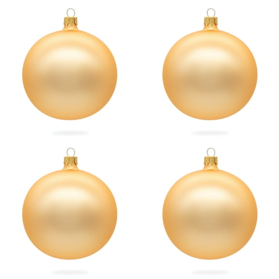 Set of 4 Rose Gold Glass Ball Ornaments 4 Inches