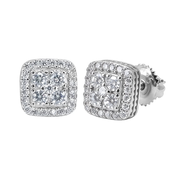 KIJ 0.46 Carat Square Moissanite Stud Earrings,925 Sterling Silver 14K White Gold Plated VVS1 Gra Certified Hypoallergenic Gifts for Men Women