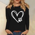 thumbnail image 3 of Womens Tops 3/4 Sleeve Shirts Cute Dog Paw Printed Sweatshirt Crewneck Pullover Top Loose Cotton Sweaters Long Sleeve Tunic Top Casual Sweatshirt for Womens Casual Tee Shirts 03-Black M, 3 of 4