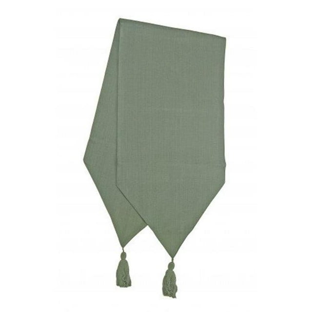 Mr. MJs Trading AG-11317-13x72 13 x 72 in. Ribbed Table Runner with Tassels, Moss Green