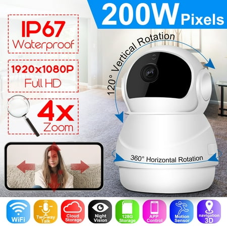 1080P HD IP67 Waterproof Dome CCTV IR WiFi IP Home Security Camera Night Vision PIR Motion Sensor, Supports APP Control ,Two Way Audio, 4x Digital Zoom ,128G