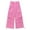 Pink-2752, variant on 6-Pocket Girls Wide-leg Denim Pants, 5-14T Ribbed Waist with D-ring Loops & String Cargo Jeans,White,13-14 Years