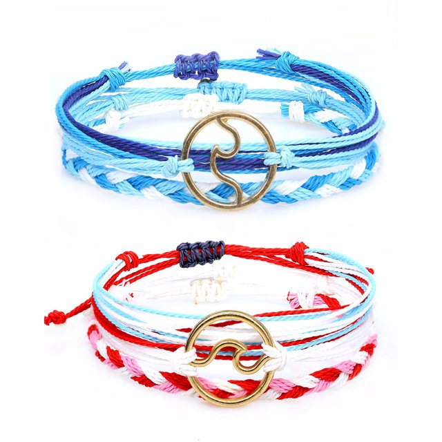 Juego de 2 pulseras ajustables Verano Playa Mujeres Hombres Adolescentes Niñas Día de San Valentín Adepaton BST3002976-4