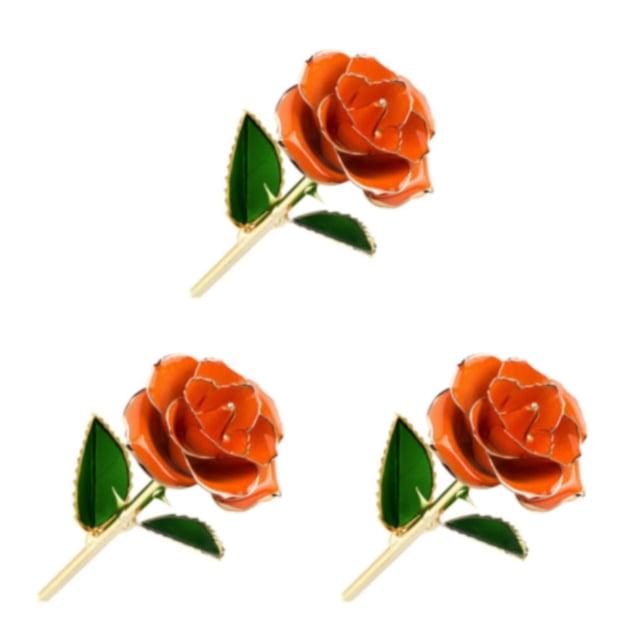 Monstrate Rosas chapadas en oro artísticas y duraderas con artesanía exquisita plantas artificiales pintura flores naranja Type1 NO1