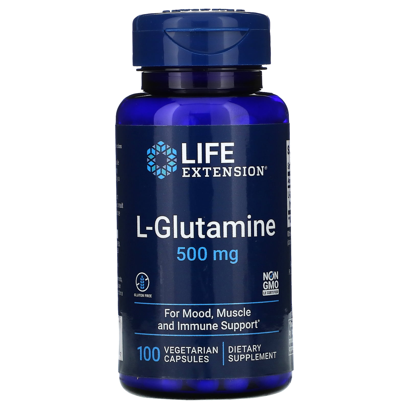 L-Glutamine, 500 mg, 100 Vegetarian Capsules, Life Extension