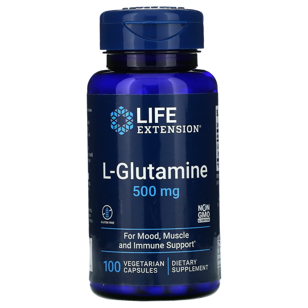 Life Extension LGlutamine, 500 mg, 100 Vegetarian Capsules Walmart