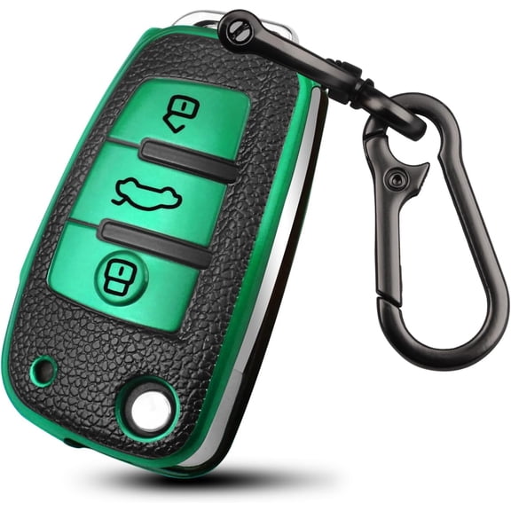 Key Fob Cover Compatible with Audi A1 A3 Q3 Q7 R8 A6L TT 3 Button Flip Key Keychain Case Holder Protector,A:green