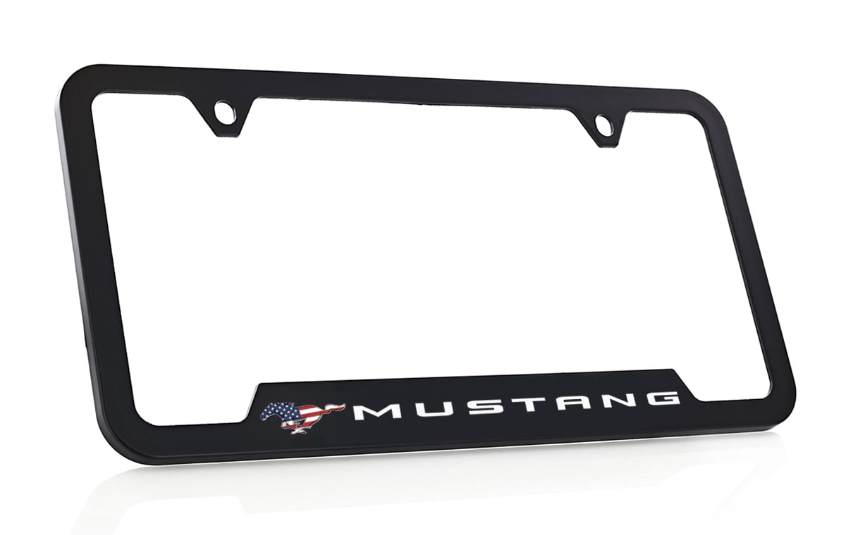 Ford Mustang Patriotic Logo UV Printed Black Plastic License Frame Holder