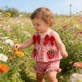 thumbnail image 2 of BOOMNY Toddler Baby Girls Outfit Set 2 Peice Clothes Set for Girl Sleeveless Strawberry Embroidery Tops Shorts Cozy Kids Dailywear, 2 of 9