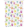 thumbnail image 1 of Groovy Stall Shower Curtain, Peace Symbol Lifestyle Sign Slogan Celebration Merry Jolly Happy Theme Artful Design, Fabric Bathroom Set with Hooks, 54W X 78L Inches, Multicolor, by Ambesonne, 1 of 1
