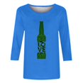 thumbnail image 4 of Pompotops T-Shirt d'Été Décontracté pour Femmes Imprimé Bière Col Rond Manches 3/4 Ample en Solde, 4 of 5