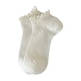 thumbnail image 5 of Fancifize Cotton Short Socks for Women Cute Lettuce Edge Stretch Soft Comfy Breathable Fall Daily Wearing Socks,Beige, 5 of 6