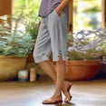 thumbnail image 4 of Womens Bermuda Shorts with Pockets High Waisted Stretch Knee Length Shorts for Women Summer Walking Gray S, 4 of 6