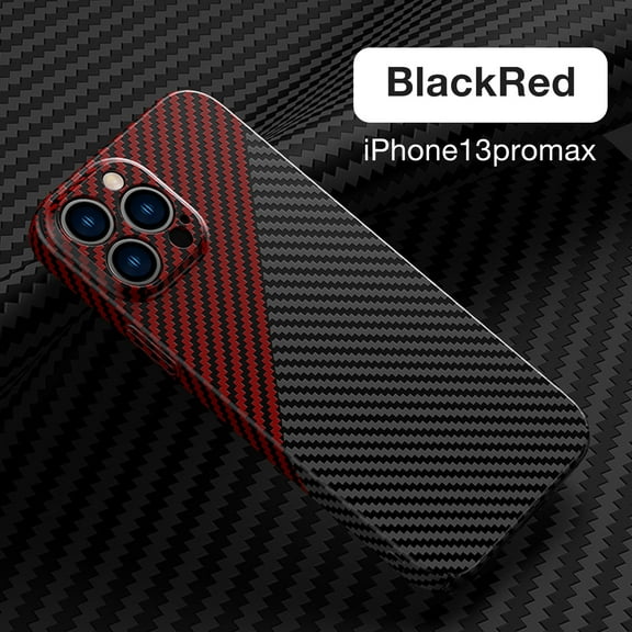 SaniMore for iPhone 13 Pro Max 6.7" 2021 Slim Case, Carbon Fiber Support Wireless Charging Shockproof Anti-drop Lens All-inclusive Heavy Duty Protective Anti-fingerprint Magnetic Case, Blackred