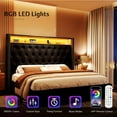thumbnail image 3 of Merluxy LED King Bed Frame,Charging Station and Storage Upholstered Headboard/Velvet/Black, 3 of 6