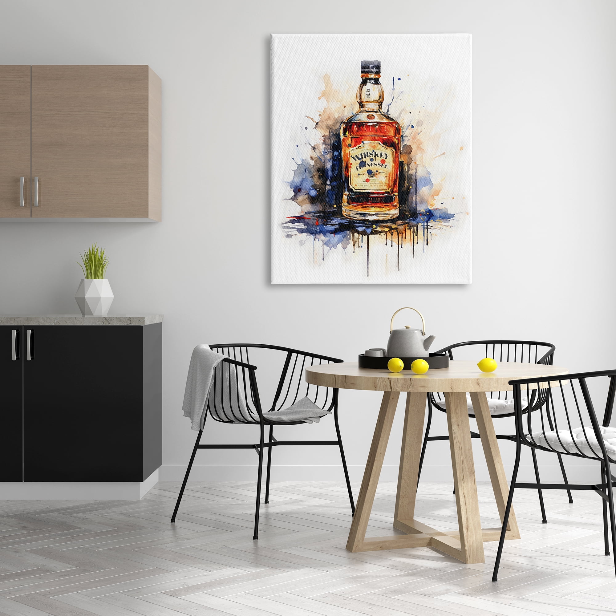 Stupell Industries Whiskey Modern Splash Food & Beverage Painting Gallery Wrapped Canvas Print Wall Art, 36 x 48