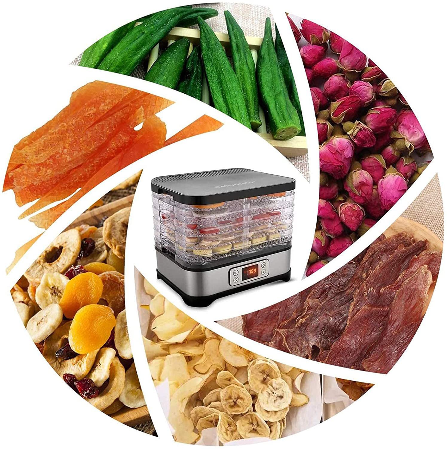 SEENDA Food Dehydrator,Snacks Food Dryer Dry Fruits with 5 Stackable  Layer,for Vegetables Beef Jerky & More 
