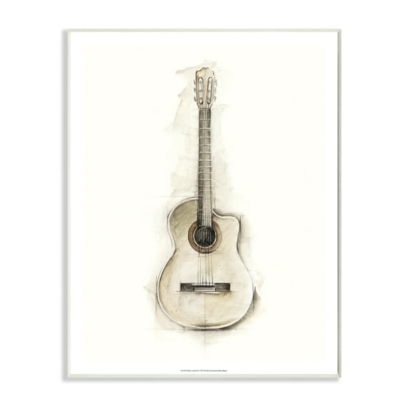Stupell Industries Acoustic Guitar Watercolor Drawing Design Unframed Art Print Wall Art, 13x19, by Ethan Harper