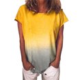 thumbnail image 1 of Minnieouse Camiseta de mujer de manga corta con cuello Top degradado camiseta casual, amarillo, XXL Prendas para la parte del cuerpo Amarillo XXL, 1 of 5