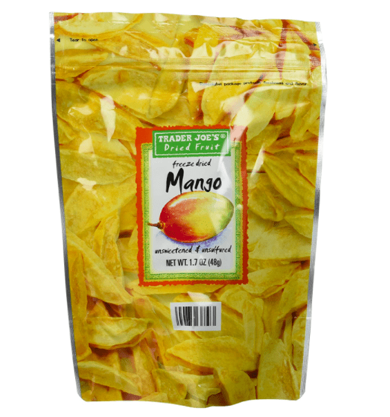 Trader Joe's Dried Fruit Freeze Dried Mango Unsweetened and Unsulfured 1.7 oz, (2 Pack )