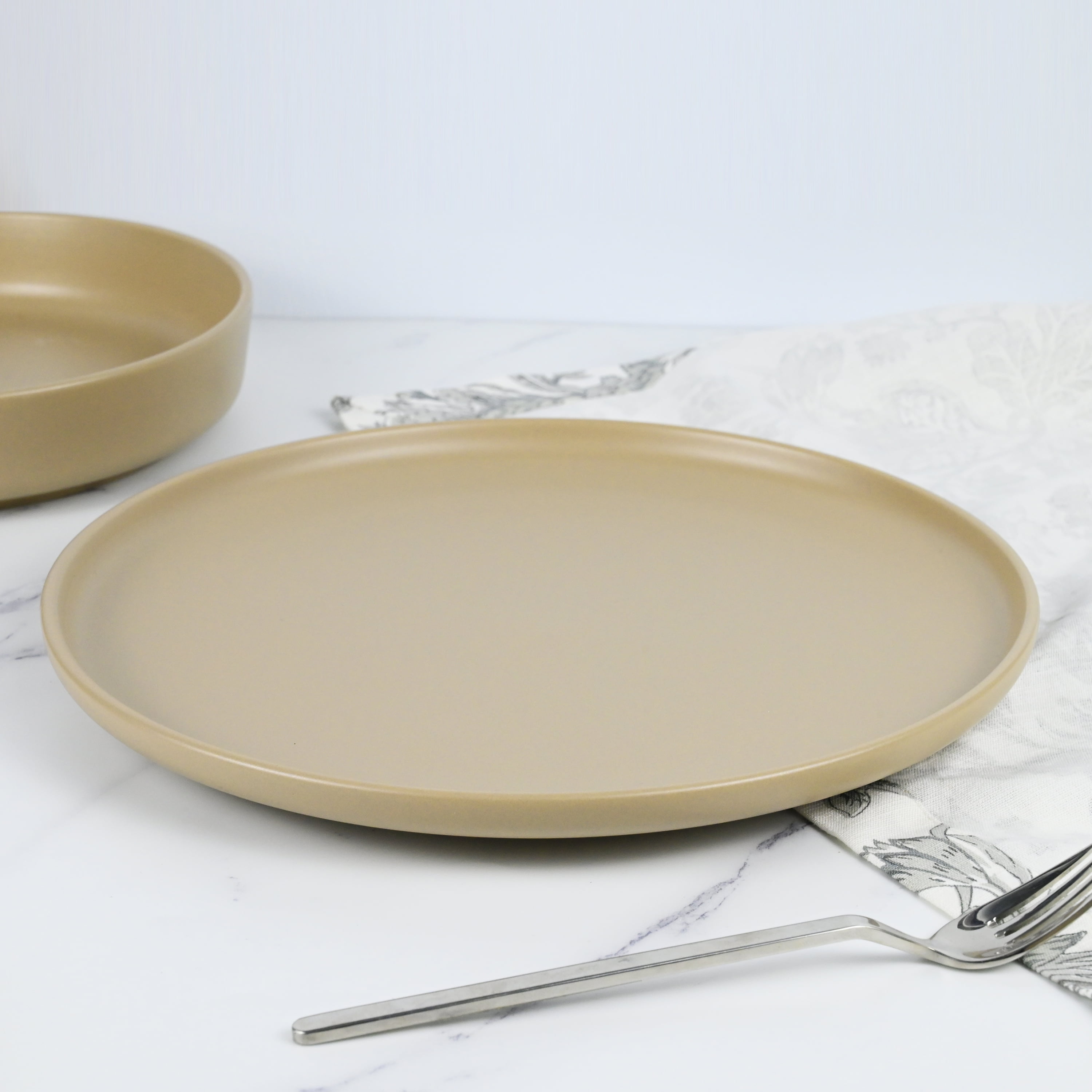 Mainstays Alessandra Matte Brown Stoneware Round Dinner Plate 10.39"