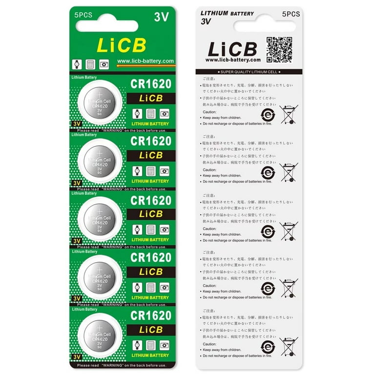 LiCB 20 Pack CR 1620 Batteries, Long-Lasting & High Capacity CR1620 Lithium  Battery,3 Volt CR1620 Coin & Button Cell for Car Remote & Key Fob