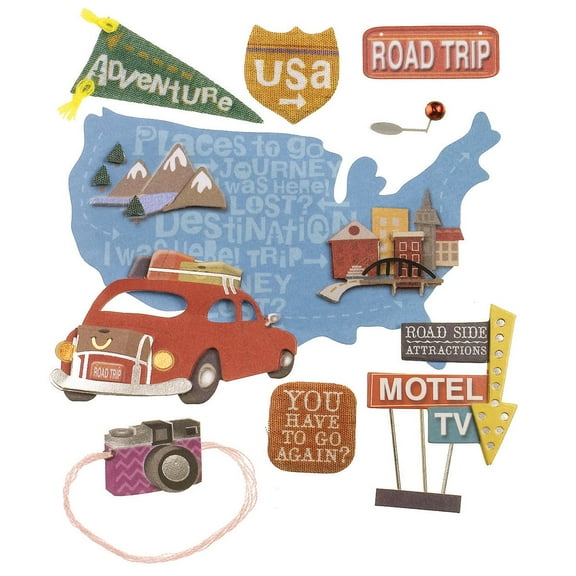 Jolee's Boutique 3D Road Trip Stickers, 9 Piece