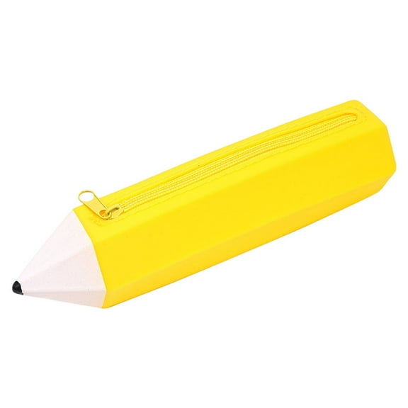 Portable Silicone Pencil Case,Pencil Zipper Pocket Pencil Case Easy to Carry Soft and Silicone Pencil Case,Make Study Easier Pen Case, Pencil Bag,Yellow,8.7x2"