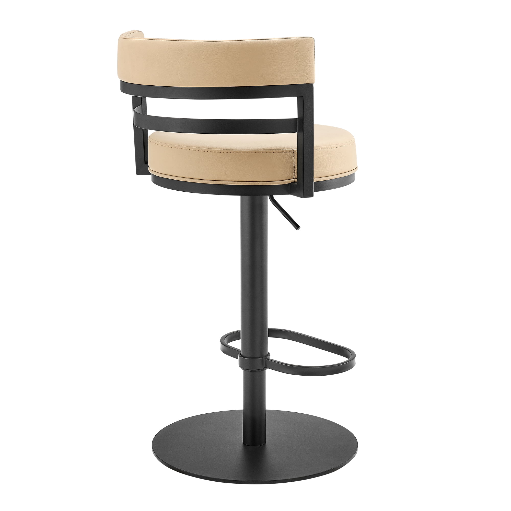 Judi Modern Industrial Swivel Metal Adjustable Height Barstool With Faux Leather Seat