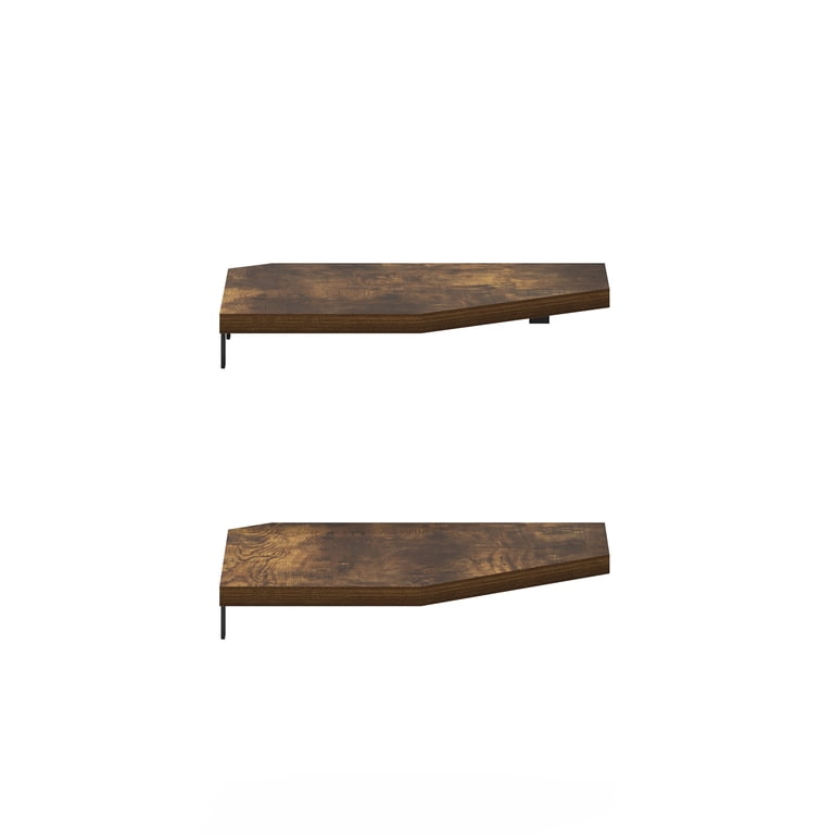 Furinno ROSSI Hexagon Corner Floating Shelves, Amber Pine (Set of 2) photo 3