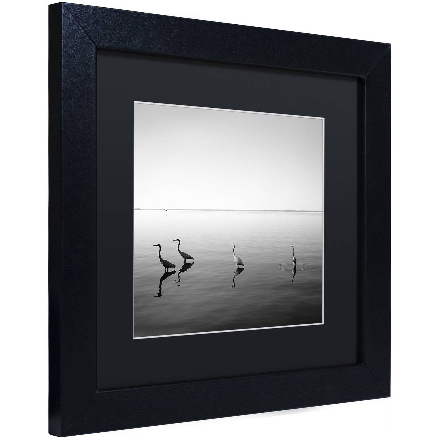 Trademark Fine Art "4 Herons" Canvas Art by Moises Levy Black Matte, Black Frame