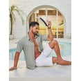 thumbnail image 4 of COOFANDY Mens Short Sleeve Button Down Shirts Casual Summer Shirts Linen Beach Clothes for Men, 4 of 6