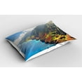 thumbnail image 2 of Ambesonne Hawaii Pillow Sham 2 Pack, Island Sunshine Panorama, 30"x20", Blue Green Brown, 2 of 3