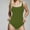 Army Green, variant on Sakmal Bathing Suits for Women Tummy Control One Piece Square Neck Black Swimwear Full Coverage Ribbed Swimsuits