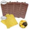 thumbnail image 3 of 4 Pcs Chocolate Moulds with 100 Gold Foil Wrappers, FineGood Non-Stick Chocolate Bar Moulds ChocolateBreak-Apart Silicone Bar Maker, 3 of 7