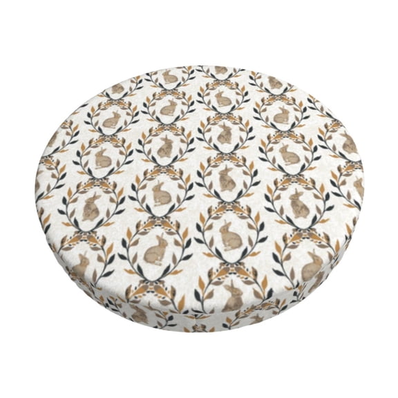 Kdxio Retro Bunny Print Stool Covers Round,Stretch Round Bar Stool Covers Washable Bar Stool Cushion Slipcover for 12-15 Inch Chair