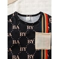 thumbnail image 5 of Mikrdoo Summer Outfits For Infant Baby Boys Letter Full Print Pocket Splice Short Sleeve T-shirt Elastic Shorts 2Pcs Clothing 18-24 Months Black, 5 of 9