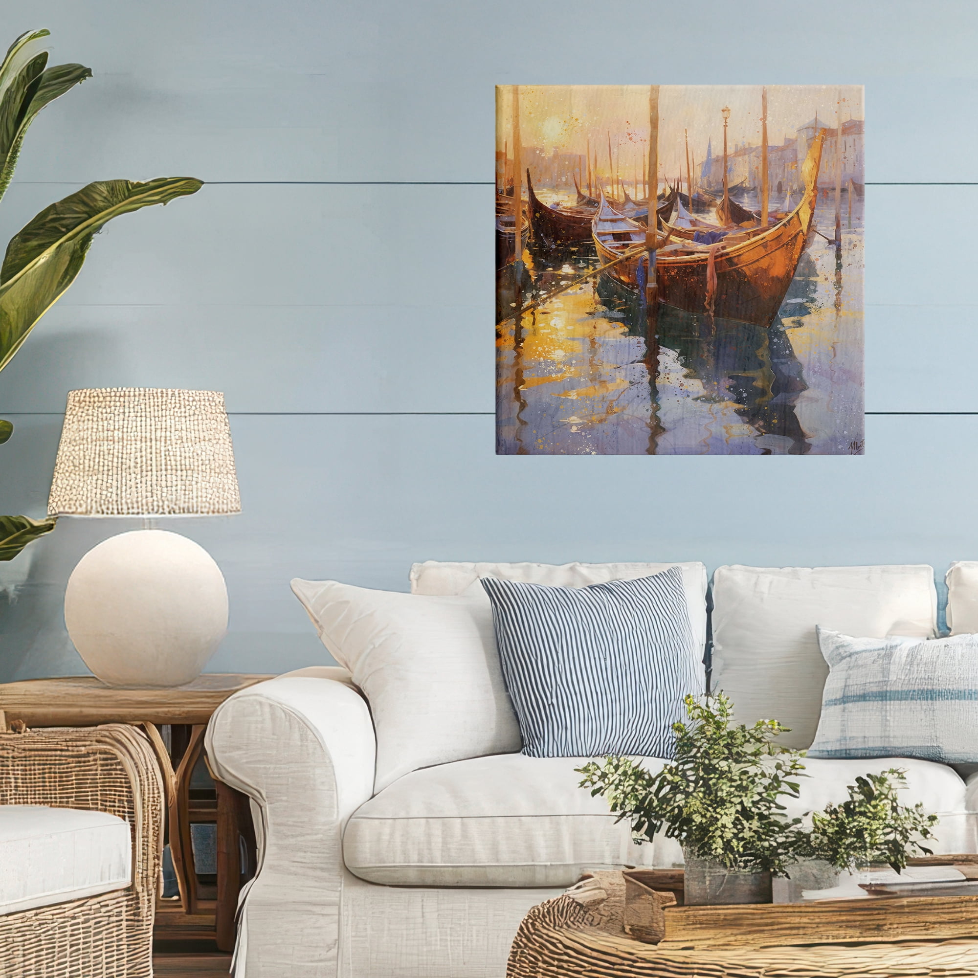 Stupell Industries Venetian Gondolas in Golden Light Canvas Wall Art, design by Marta Wiley
