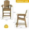 thumbnail image 5 of Dextrus Adirondack Chair Set of 2, Poly Bar Height Balcony 25" Tall Chairs - Brown, 5 of 8