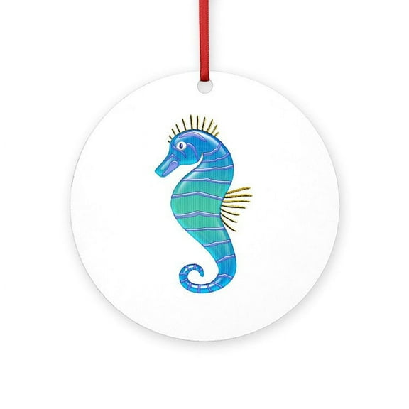 CafePress - Blue Lavender Stained Glass Seah -  Round Wood Ornament 4"