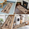 thumbnail image 6 of Retro Country Stars Washable Area Rug 2 x 6 ft Faith Love Home Berries Farmhouse Brown Striped, Soft Non Slip Rugs Stain Repellent Indoor Felt Carpet for Living Dining Room Bedroom Home Office, 6 of 9