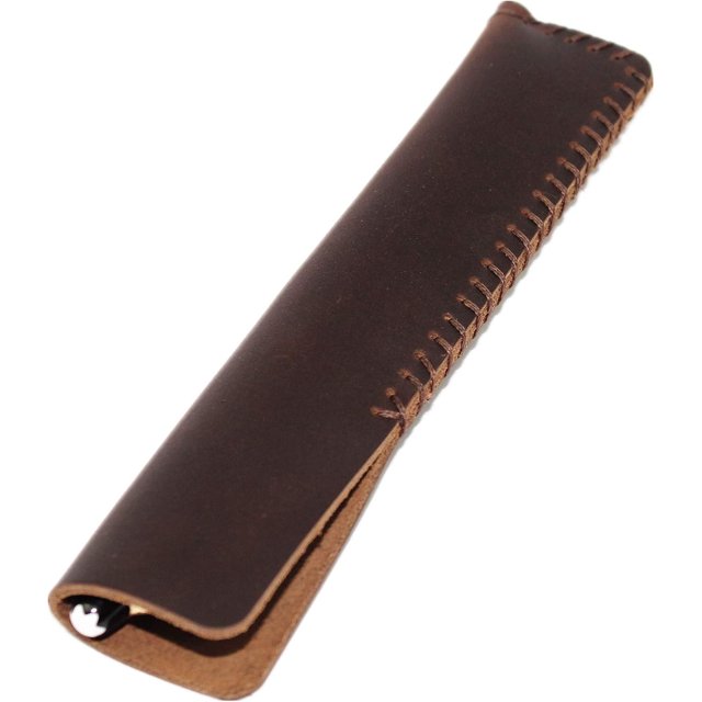 Estuche de cuero genuino hecho a mano para bolígrafo, funda para pluma estilográfica, funda Vintage (café)