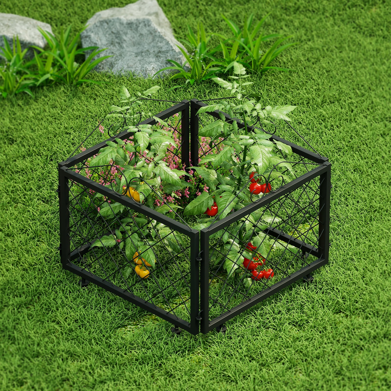 Zhongma Decorative Metal Garden Fence, Pack of 4pcs, Total 26" H x 97.5