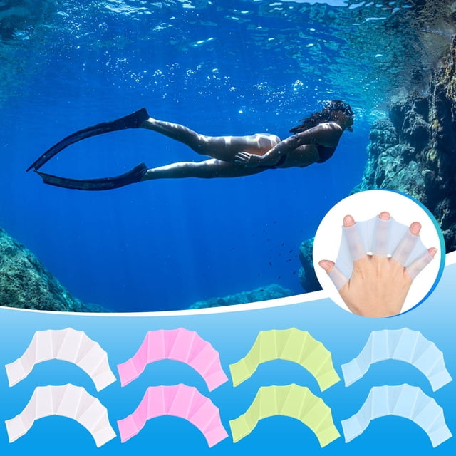Viflosae Liquidation Palmes de Natation à Main Gants de Natation à Doigts avec Sangle Gant Plus Plus Tube Néon Choix d'École en Rabais