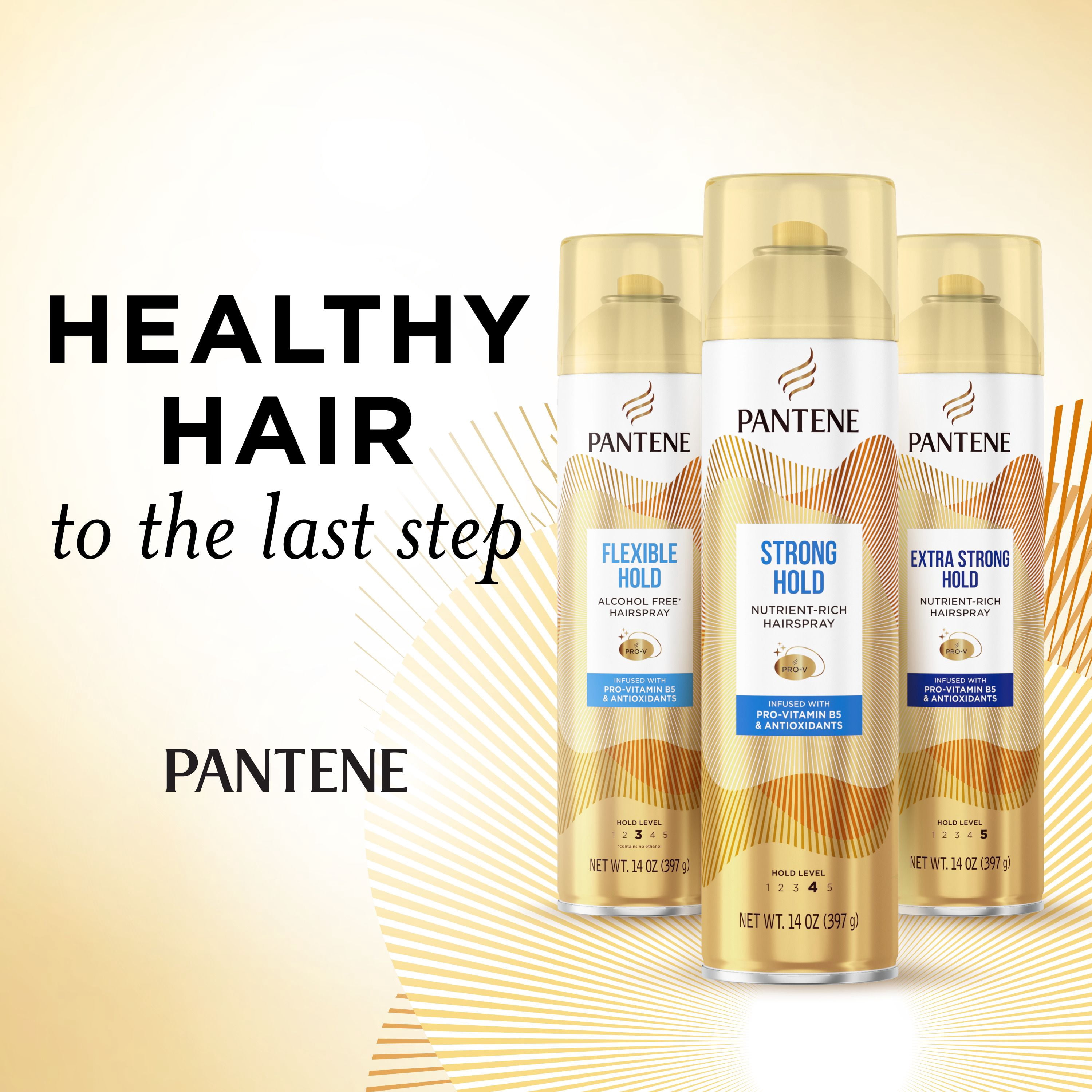 Pantene Strong Hold Hairspray, Level 4, Nutrient-Rich Formula with Pro-Vitamin B5