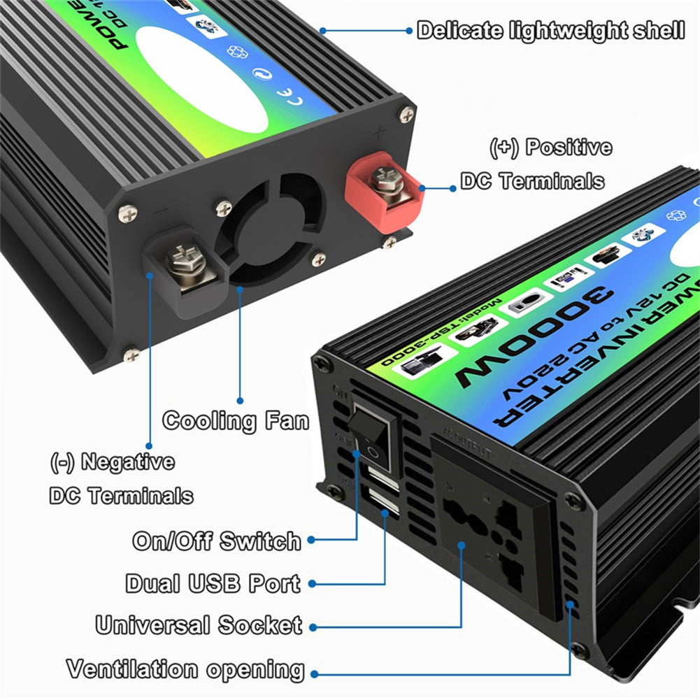 Mosiee Pure Sine Wave Inverter 3000W Boat Car Converter Power Inverter Dc 12V To Ac 110V/220V Invertor Usb Car Power Inverter