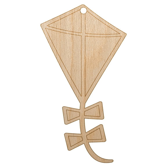 Cute Kite Outline Wood Holiday Christmas Tree Ornament Unfinished DIY Pre-Drilled Craft