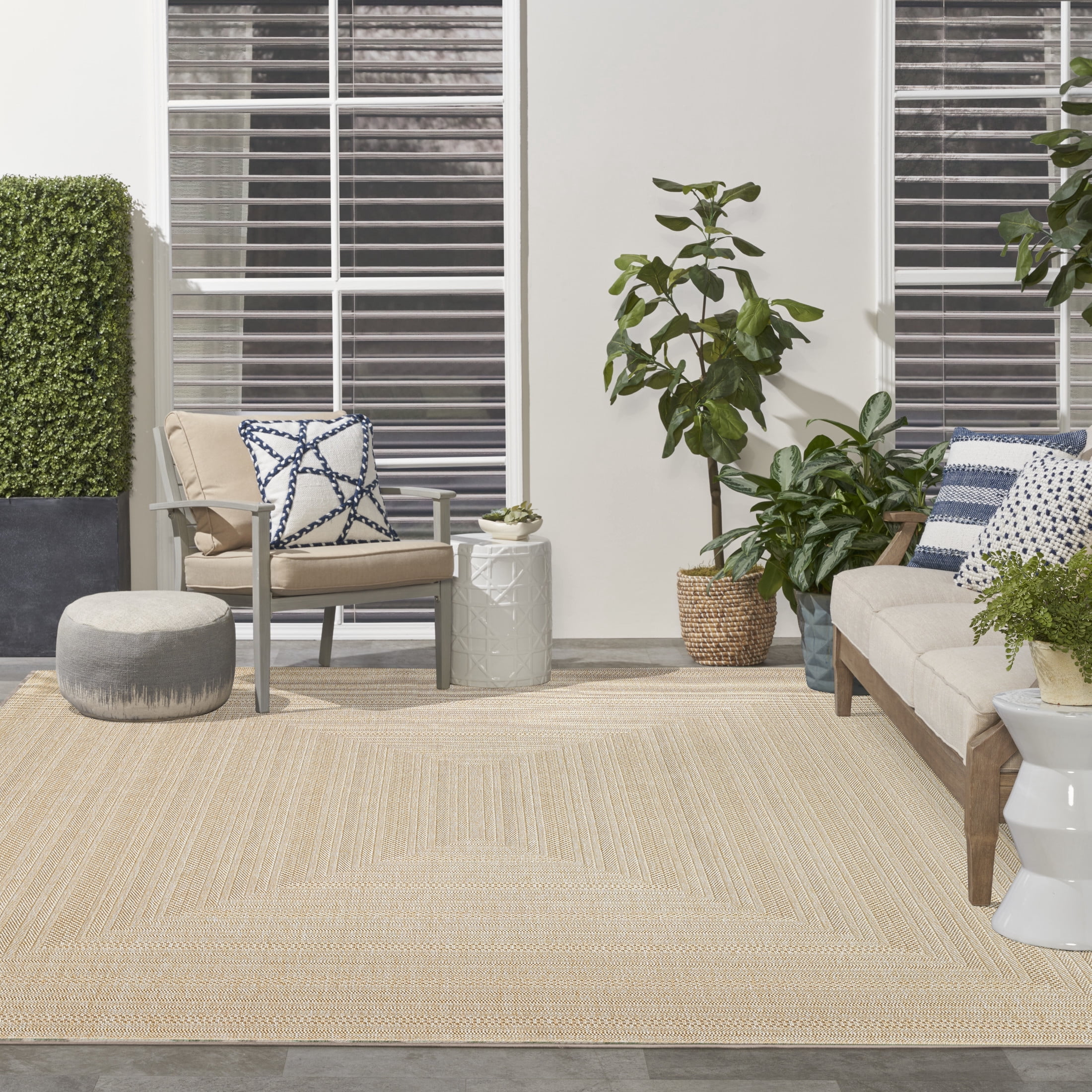 Nourison Tulum 9' x 12' Cream Outdoor Rug