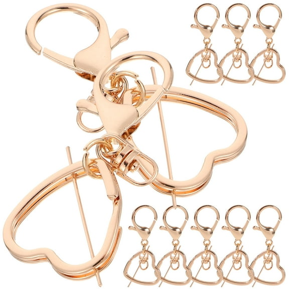 Minkissy Set of 10 Delicate Metal Keychains with Golden Keyring Chains, Perfect for Youth Gift Giving