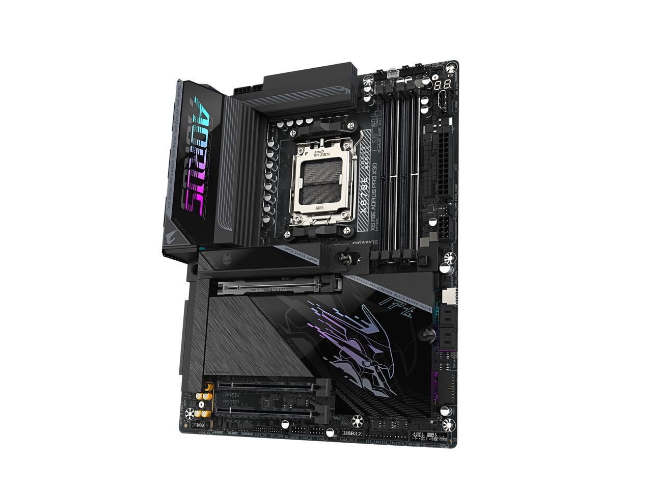 GIGABYTE X870E AORUS PRO X3D AMD AM5 LGA 1718 ATX Motherboard, Supports AMD Ryzen 9000/8000/7000 Series Processors, DDR5, 18+2+2 Total Power Phase, 4x M.2, PCIe 5.0, USB4 Type-C, WIFI7, 5GbE, PCIe EZ